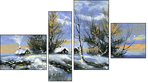 Winter landscape  - Obraz czteroczęściowy, Fortyk