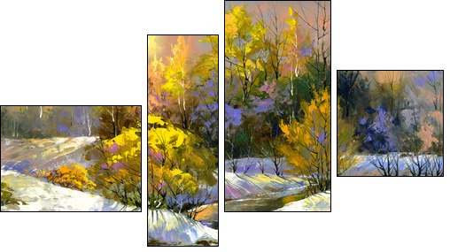 Winter landscape  - Obraz czteroczęściowy, Fortyk