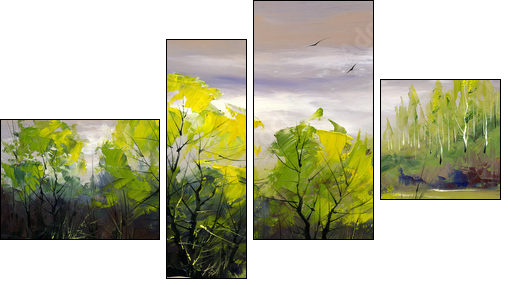 Summer landscape  - Obraz czteroczęściowy, Fortyk