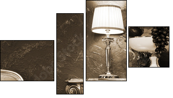 Elegancki salon – wnętrze w klasycznym retro
 - Obraz czteroczęściowy, Fortyk