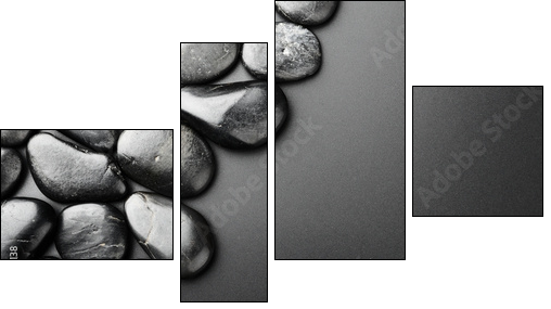 Lśniące czernią kamienie – minimalizm na maxi połysk
 - Obraz czteroczęściowy, Fortyk