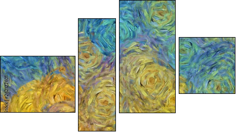 Abstract texture background. Digital painting in Vincent Van Gogh style artwork. Hand drawn artistic pattern. Modern art. Good for printed pictures, postcards, posters or wallpapers and textile print. - Obraz czteroczęściowy, Fortyk