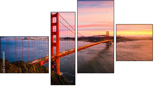 The Golden Gate Bridge at Sunset, San Francisco , CA - Obraz czteroczęściowy, Fortyk