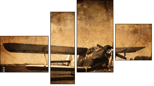 Retro dwupłatowiec – vintage sepia
 - Obraz czteroczęściowy, Fortyk