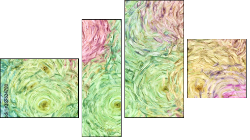 Abstract painting impressionism wall art print example with oil imitation in Vincent Van Gogh style. Artistic contemporary design decor elements. Pop modern abstraction with vibrant bright strokes. - Obraz czteroczęściowy, Fortyk