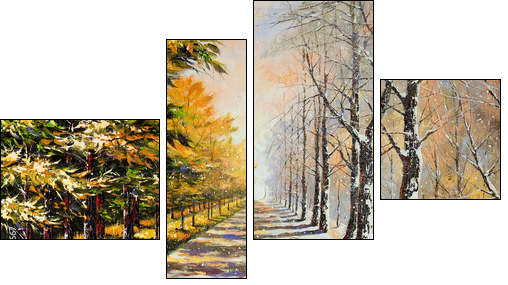 Allegory on theme winter-autumn  - Obraz czteroczęściowy, Fortyk