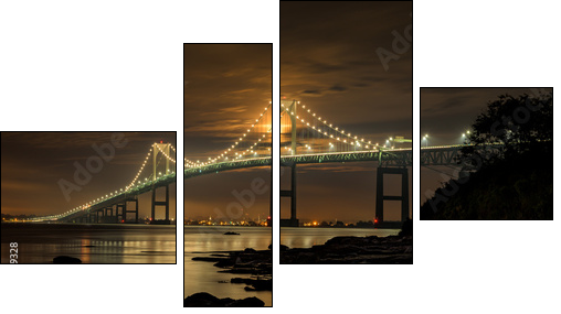 Newport bridge at night - Obraz czteroczęściowy, Fortyk