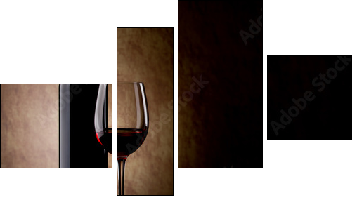 Butelka czerwonego wina – minimalizm  
 - Obraz czteroczęściowy, Fortyk