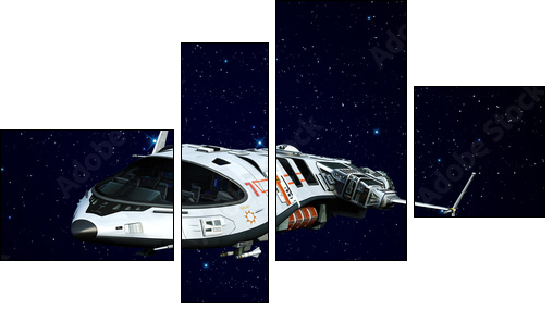 spaceship flying on the stars  - Obraz czteroczęściowy, Fortyk