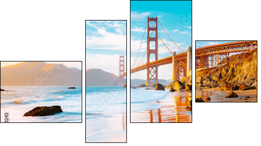 Golden Gate Bridge at sunset, San Francisco, California, USA - Obraz czteroczęściowy, Fortyk