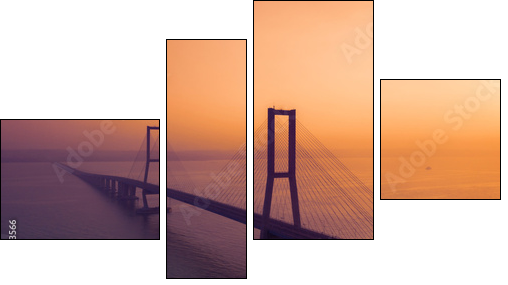 Beautiful scenery of Suramadu bridge at sunset - Obraz czteroczęściowy, Fortyk