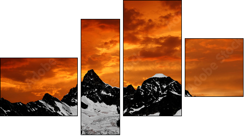 sunset on the Ober Gabelhorn  - Obraz czteroczęściowy, Fortyk