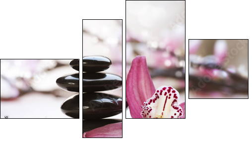 Różowa lilia i ciepłe kamienie – domowe spa
 - Obraz czteroczęściowy, Fortyk