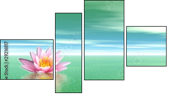 Różowa lilia na wodach oceanu – spokój wielkiego błękitu
 - Obraz czteroczęściowy, Fortyk