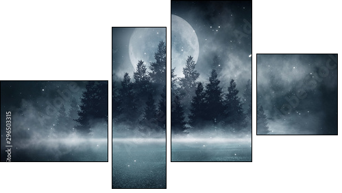 Mgła – malarska ekspresja nocy - Obraz czteroczęściowy, Fortyk