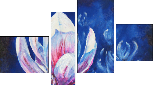 Akrylowa magnolia - Obraz czteroczęściowy, Fortyk