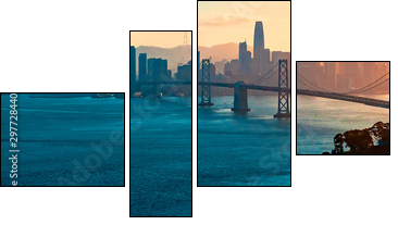 Aerial view of the Bay Bridge in San Francisco, CA - Obraz czteroczęściowy, Fortyk