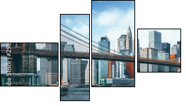 Suspension Brooklyn Bridge across Lower Manhattan and Brooklyn. New York, USA. - Obraz czteroczęściowy, Fortyk
