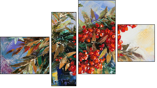 Still-life with a mountain ash and apples  - Obraz czteroczęściowy, Fortyk