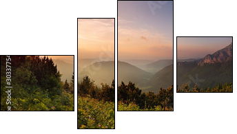 szczyt góry Fatra o zachodzie słońca - Słowacja 
 - Obraz czteroczęściowy, Fortyk
