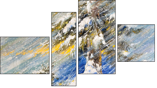 Fir-tree in snow. A picture drawn by oil  - Obraz czteroczęściowy, Fortyk