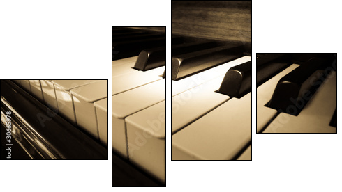 Close up shot of piano keyboard  - Obraz czteroczęściowy, Fortyk