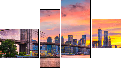 Lower Manhattan Skyline and Brooklyn Bridge - Obraz czteroczęściowy, Fortyk