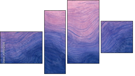 Abstract paint purple and blue with wavy brush stroke lines texture for backgrounds. - Obraz czteroczęściowy, Fortyk