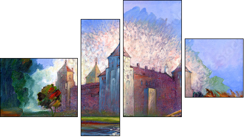 Ancient castle  - Obraz czteroczęściowy, Fortyk