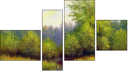 Wood lake  - Obraz czteroczęściowy, Fortyk