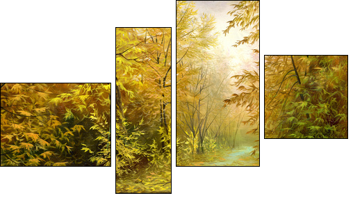 Road to autumn wood  - Obraz czteroczęściowy, Fortyk
