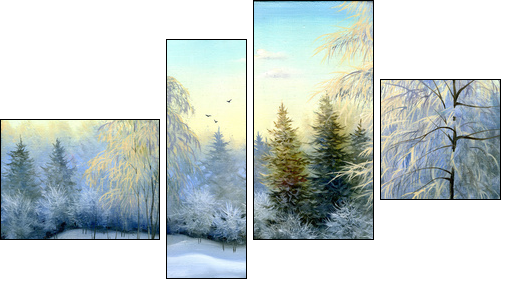 Winter wood  - Obraz czteroczęściowy, Fortyk