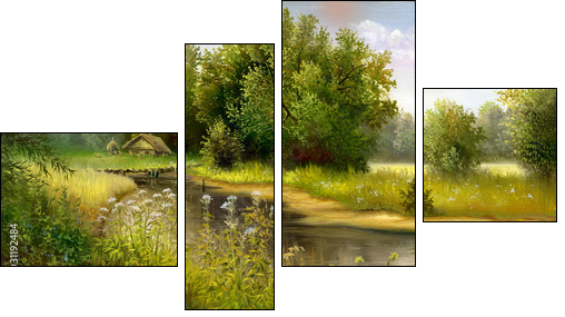 Wood lake  - Obraz czteroczęściowy, Fortyk