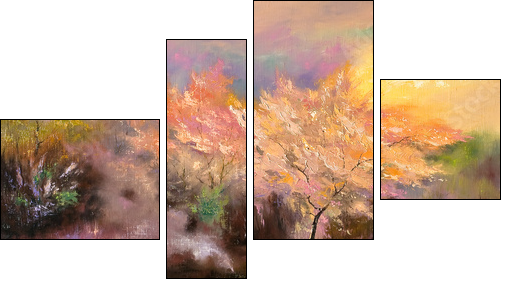 Storm, autumn, cloudy day  - Obraz czteroczęściowy, Fortyk