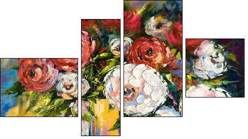 Bouquet of wild flowers in a vase  - Obraz czteroczęściowy, Fortyk