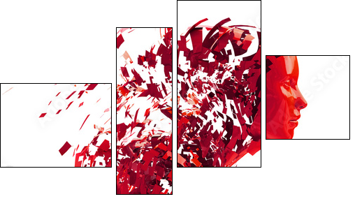 abstract character shattered into pieces  - Obraz czteroczęściowy, Fortyk