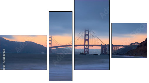 Beautiful view of  Golden gate bridge, San Francisco - Obraz czteroczęściowy, Fortyk