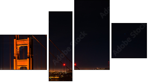 golden gate bridge at night - Obraz czteroczęściowy, Fortyk
