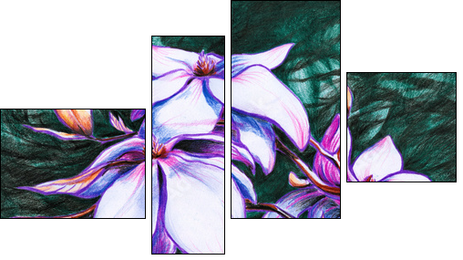 Magnolia koloru pastelowego - Obraz czteroczęściowy, Fortyk