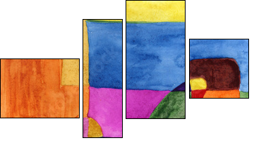 Picasso style colored hand drawing shapes. Abstraction, watercolor. Graphic abstract background. Creative art background - Obraz czteroczęściowy, Fortyk