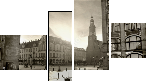 Rynek starego miasta skąpany w słońcu
 - Obraz czteroczęściowy, Fortyk