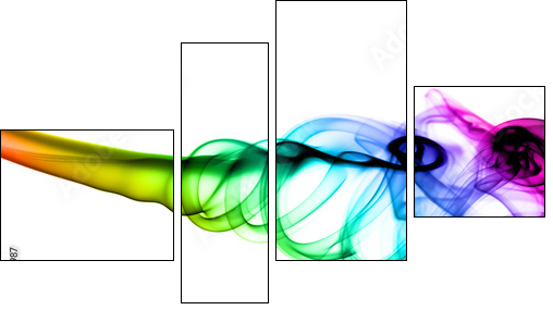 Abstract fume pattern on white  - Obraz czteroczęściowy, Fortyk
