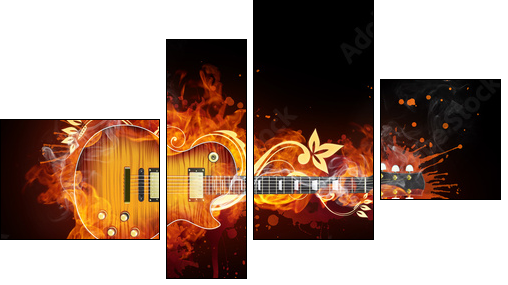 Electric Guitar  - Obraz czteroczęściowy, Fortyk