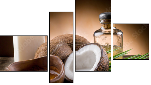 natural coconut walnut oil and soap  - Obraz czteroczęściowy, Fortyk