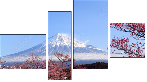 Mt. Fuji with Japanese Plum Blossoms  - Obraz czteroczęściowy, Fortyk