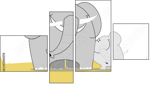 Słoniowa rodzinka – maxi słoń i mini słoniątko
 - Obraz czteroczęściowy, Fortyk