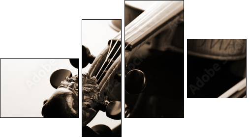 Violin and bow on dark background  - Obraz czteroczęściowy, Fortyk