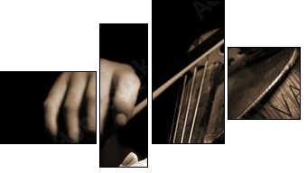Musician playing violin isolated on black  - Obraz czteroczęściowy, Fortyk