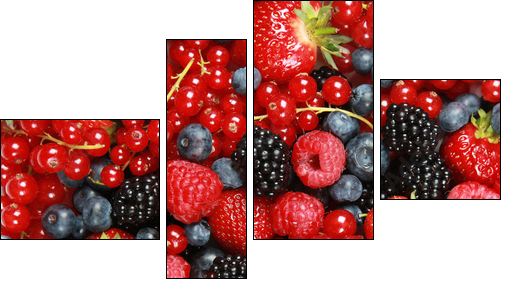 Kosz pełen owoców- smaki lata - Obraz czteroczęściowy, Fortyk