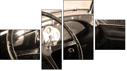 Wnętrze retro samochodu
 - Obraz czteroczęściowy, Fortyk